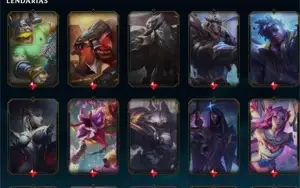 Conta de League of Legends Platina 3 com muitas skins