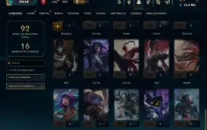 Unranked com 50 Champs e 20 Skins