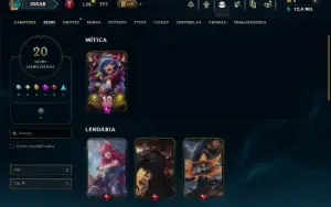 Unranked com 50 Champs e 20 Skins
