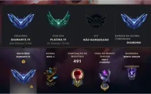 Conta de lol diamante 4 e valorant platina com skins