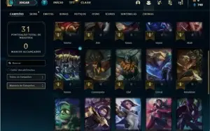 Conta prata 2 com 28 Champs e 7 Skins + 10 Espolios