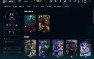 Unranked com 100 Champs e 35 Skins