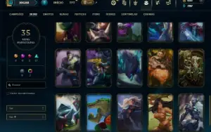 Unranked com 100 Champs e 35 Skins