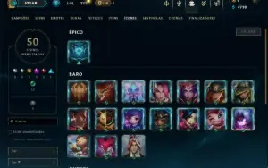 Unranked com 30 Champs e 10 Skins