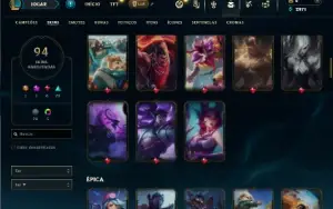 Unranked com TODOS os champs e 94 Skins + 8 Vitoriosas