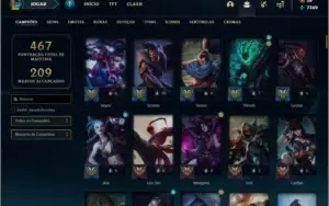 Conta unranked com 139 champs e 100 skins