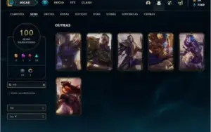 Conta unranked com 139 champs e 100 skins
