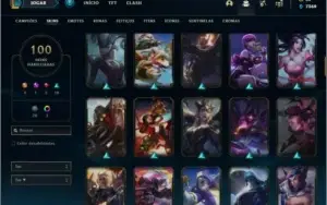 Conta unranked com 139 champs e 100 skins