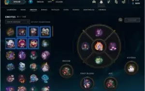 conta de lol 300 skin, level 245, 1700 reais investidos,
