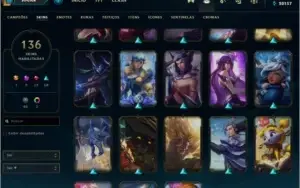 Conta Lol Platina 3 + Tft, 136 skins