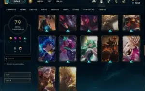 Conta prata 2 com 79 skins e 136 champs
