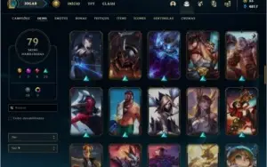 Conta prata 2 com 79 skins e 136 champs