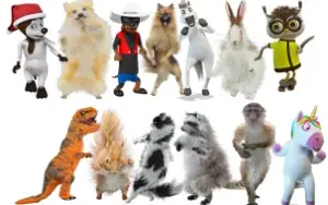 Mascotes Dançantes – 338 Arquivos + 259 Artes Diversas Canva