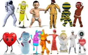 Mascotes Dançantes – 338 Arquivos + 259 Artes Diversas Canva