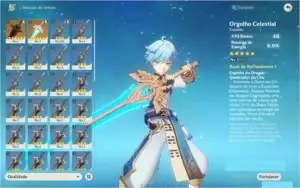 Conta Genshin Impact Com Dilluc, Sucrose Full, Noelle 5* e +