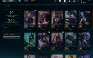 Platina 2 com 30 champs e 22 Skins + 2 Prestigios + 1800 RP
