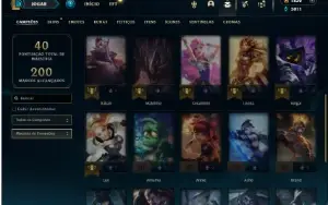 Platina 2 com 30 champs e 22 Skins + 2 Prestigios + 1800 RP