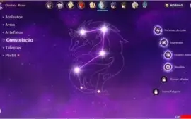 Conta genshin impact Ar 49 com Diluc,Mona,Qiqi e Zhongli