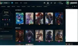conta league of legends, 354 skin, platina nessa season.