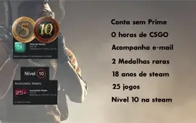 STEAM OLD 18 ANOS, MEDALHA DE 10 E 5 ANOS, 25 JOGOS