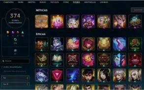 Conta League of Legends com de 761 skins e MD10 disponível