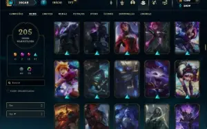 Unranked com TODOS os champs e 205 Skins ( Nivel 547 )