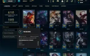 Unranked com TODOS os champs e 205 Skins ( Nivel 547 )