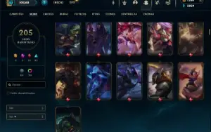 Unranked com TODOS os champs e 205 Skins ( Nivel 547 )