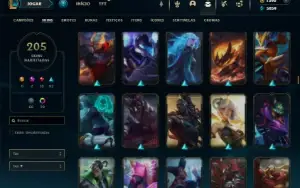 Unranked com TODOS os champs e 205 Skins ( Nivel 547 )