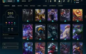 Unranked com TODOS os champs e 205 Skins ( Nivel 547 )