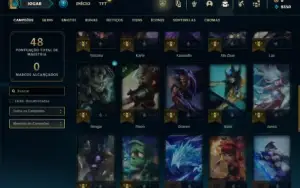 Ouro 3 com 40 Champs e 8 Skins + 2 Fragmentos
