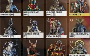 Conta Warframe cheia de skins