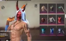Conta free fire varias roupas e Skins