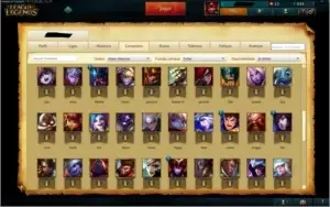 Conta Platina 4, borda de ouro. 89 Champs 33 Skins