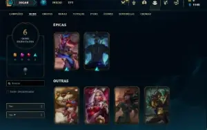 Conta Unranked com 35 Champs e 6 Skins