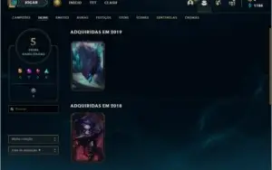Conta unranked BARATA com 5 skins e 23 champs