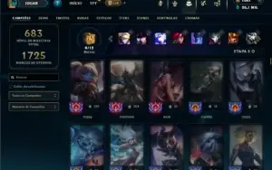 Prata 1 com TODOS os champs e 242 Skins ( Nivel 665 )