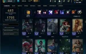 Prata 1 com TODOS os champs e 242 Skins ( Nivel 665 )