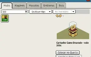 Cartucho Game Dourado - 500 Habbo Moedas