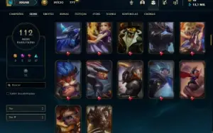 Conta prata 3 com 150 Champs e 112 Skins + 2 Miticas