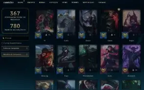 Unranked com TODOS os champs e 332 Skins + 9 Prestigios