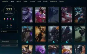 Unranked com TODOS os champs e 332 Skins + 9 Prestigios