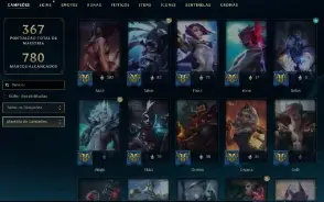 Unranked com TODOS os champs e 332 Skins + 9 Prestigios
