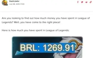 Conta LoL Total Investido BRL: 1269.91 118 skins
