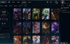 Conta Plat 2, quase todos champs, 108 skins.