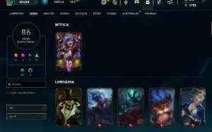 Unranked com 115 Champs e 86 Skins ( JG / TOP / MID )