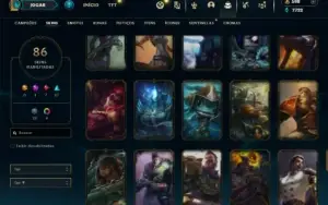 Unranked com 115 Champs e 86 Skins ( JG / TOP / MID )