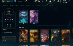 Unranked com 115 Champs e 86 Skins ( JG / TOP / MID )