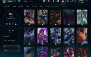 Unranked com 115 Champs e 86 Skins ( JG / TOP / MID )