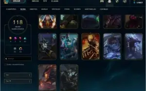 conta lol diamante IV 118 skins com 17k de EA